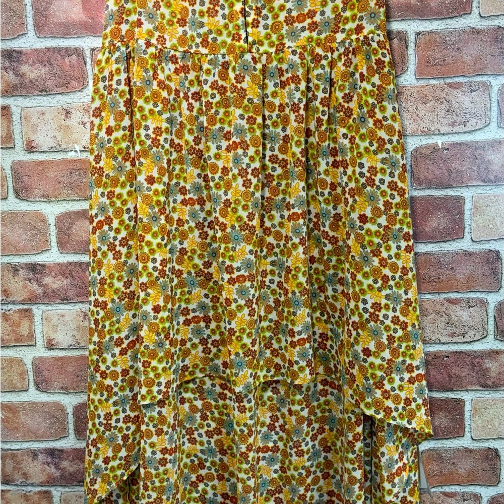 Sheer boho Hi-lo ditsy floral front close indie cottage dress topper cover